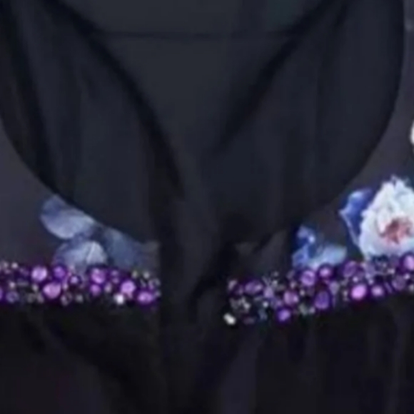 SOLD  Blue floral Mon Cheri dress size 14 - Picture 7 of 9